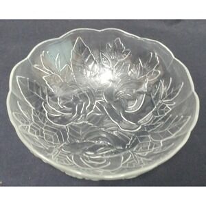 Vintage 1950s Indonesia Pasari Crystal Clear Glass Rose Bowl Salad Soup 6-5/8"